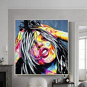 abordables Peintures portraits-Mintura main visage peinture à l&#039;huile sur toile mur art décoration moderne figure abstraite image pour la décoration intérieure roulé sans cadre non étiré peinture