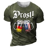abordables T-shirts amusants pour hommes-Homme Unisexe Graphique Lettre Bière T-shirt Manche Courte T-shirt Impression 3D Col ras du cou Chemise ancien Sports Designer Extérieur Rue Quotidien Noir Vert Véronèse bleu marine Été Vêtement Tenue