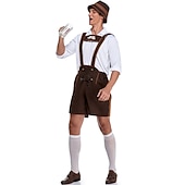 tanie Mężczyźni-Międzynarodowy Festiwal Piwa Oktoberfest Lederhosen Bawaria Niemiecki Monachium Łąki Męskie Tkanina w stylu tradycyjnym Bluzka Szorty