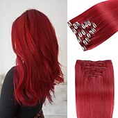 cheap Clip in Hair Extensions-Clip In Hair Extensions Human Hair 8pcs Pack Straight Natural Color Hair Extensions