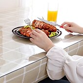 cheap Tablecloth-Soft Glass Table Cloth 1.5mm PVC Transparent Tablecloth Waterproof Rectangular Table Cover Pad Kitchen Oil-Proof Table Mat