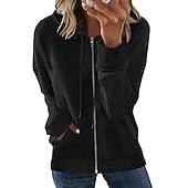 economico Felpe e Sweatshirt Texturizzati-Per donna Felpa con cappuccio e zip Maglione Abbigliamento sportivo Cerniera Tasca frontale Verde Blu Viola Liscio Sport Manica lunga S M L XL XXL