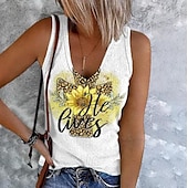 levne Dámské topy a košilky-Dámský top s volným střihem tílko topy na vycházení vesty koncertní topy streetwear casual květinový vzor knoflíky bez rukávů běžné topy výstřih do V prázdninová světle zelená modrá khaki
