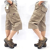 billiga Klassisk-Herr Cargo-shorts Vandringsshorts Militär Sommar Utomhus Ripstop Andningsfunktion Snabb tork Multi Pocket Capribyxor Underdelar Under knäet Amy Green Svart Bomull Klättring Camping / vandring