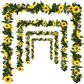 baratos Flor artificial-led 2.4m girassol artificial guirlanda seda flores falsas folhas de hera plantas decoração de casa grinalda de flores 240cm/98“, flores falsas para arco de casamento decoração de festa em casa