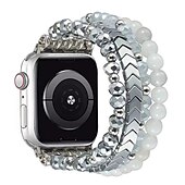 baratos Pulseiras de Apple Watch-Pulseira de joias Compatível com Pulseira Apple Watch 38mm 40mm 41mm 42mm 44mm 45mm 49mm Elástico Com Miçangas Luxo Contas pulseira de substituição para iwatch Ultra 2 Series 9 8 7 SE 6 5 4 3 2 1