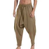 billiga Retro-Herr Långbyxor Sommarbyxor Joggarbyxor Baggy Harem Byxor Boho byxor Snörning Elastisk midja Mönster Slät Komfort Andningsfunktion Ledigt Dagligen Streetwear Sport Mode Svart Vit Microelastisk