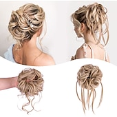 billige Hårknuter-2stk kvinners jenter hårslips scrunchies parykker rotete bolle hårstykke 2 stk rotete hårboller for kvinner rufsete oppsatt hår bollevikle hestehale hårstykker for daglig bruk