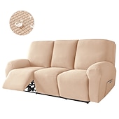 abordables Housse de fauteuil inclinable-Housses de canapé inclinables extensibles 3 places bordeaux imperméables avec poche latérale ensemble de 8 pièces, housse de chaise inclinable antidérapante pour fauteuil inclinable standard 3