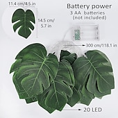 cheap USB String Lights-Jungle Beach Theme Party Decoration LED String Lights 3M-20LEDs 1.5M-10LEDs Battery/USB Powered Artificial Palm Leaf Rattan Fairy Lights Outdoor Indoor Summer Wedding Party Garden Home Decoration