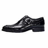 preiswerte Formell-Burgunderrote Monkstrap-Schuhe aus Kunstleder mit Krokodilmuster für Herren – elegantes, formelles Schuhwerk mit Schnallendesign für Hochzeiten, das Business und besondere Anlässe