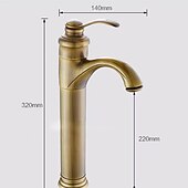 cheap Classical-Bathroom Sink Faucet,Antique Brass Traditional Style Single Handle One Hole Bath Taps with Hot and Cold Switch and Ceramic Valve
