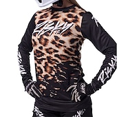 billiga Tröjor för kvinnor-Dam Downhilltröja Långärmad Rosa Brun Grå Leopard Cykel Andningsfunktion Snabb tork sporter Leopard Kläder