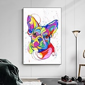 baratos Pinturas de Animais-pinturas a óleo de animais de cachorro feitos à mão mintura em tela decoração de arte de parede moderna imagem abstrata para decoração de casa rolada sem moldura pintura não esticada