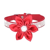 baratos Coleiras, Trelas e Peitorais para Cães-coleira de cachorro de strass coleira de cachorro rotulação placa de identificação coleira de cachorro anti-perdida flor removível cachecol de gato