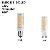 Χαμηλού Κόστους LED Bi-pin Λάμπες-6 τεμ. led λαμπτήρας g9 λάμπα bi pin 10w ac220v e14 102 led φωτιστικό οροφής πολυέλαιος σποτ 100w ισοδύναμο αλογόνου ζεστό ψυχρό λευκό