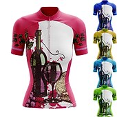 baratos Camisolas femininas-Mulheres Camisa para Ciclismo Gráfico Manga Curta Moto Camisa / Roupas Para Esporte Blusas com 3 bolsos traseiros Ciclismo de Montanha Ciclismo de Estrada Secagem Rápida Tiras Refletoras Bolso