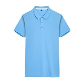 billige Klassisk poloskjorte for menn-Herre POLO T-skjorte Golf skjorte utendørs Avslappet Polokrage Klassisk Kortermet Mote Fritid Helfarge Knapp foran Knapp ned Vår sommer Normal Svart Hvit Gul Rød Blå Grå POLO T-skjorte
