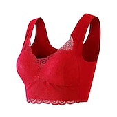 billiga Behåar-trådlösa behåar för kvinnor vadderade behåar full täckning v-hals andas push up spets ren färg pull-on stängningsdatum ledig daglig nylon sexig 1st svart blå/bh &amp;amp; braletter / 1 st hemkläder