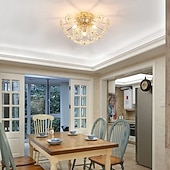 billiga Globdesign-kristallkronor koppar guld konst taklampa glas blomma konstnärlig lämplig för dekorativ belysning av sovrum garderob kök vardagsrum korridor