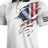 billiga Självständighetsdag Polos-Herr Grafisk Veteraner Patriotisk Landsflagga Pikétröjor Golftröja Kortärmad Skjorta Nedvikt Gata Dagligen 3D-tryck Vit 3D Button-Down Kläder Mode Ledigt Andningsfunktion Bekväm