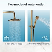 cheap Shower Faucets-Vintage Shower System Faucet Combo Set Ceramic Mixer Valve, 8 inch Brass Rainfall Shower Head Showerhead with Handheld Spray, Antique Wall Mounted Tub and Shower Kit Bathroom Bath