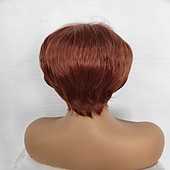 preiswerte ältere Perücke-Synthetische Perücken Locken Mit Pony Maschinell gefertigt Perücke Kurz Rotbraun Synthetische Haare Damen Weich Klassisch Einfach zu tragen Rotbraun / Freizeitskleidung / Party / Abend