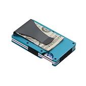 ieftine suporturi pentru carduri și cutii-Portofele subțiri pentru bărbați. Portofel din fibră de carbon RFID pentru bărbați cu clip pentru bani. Subțire portofel din aluminiu minimalist pentru carduri de credit