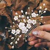 economico Accessori per acconciature-copricapo da sposa accessori per capelli in stile europeo e americano fatti a mano in morbida ceramica pettine per capelli con perle accessori da sposa