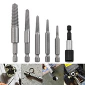 cheap Drill Bit Set-6pc Broken Wire Extractor Screw Extractor Hexagonal Handle Extractor Tool Broken Head Screw To Take Out Broken Wire
