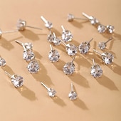 abordables Boucles d&#039;oreilles-Femme Boucles d&#039;oreille Clou Boucles d&#039;oreilles Classique Princesse mode simple Elégant Des boucles d&#039;oreilles Bijoux Argent Pour Mariage Anniversaire Vacances Promettre Festival 12 paires