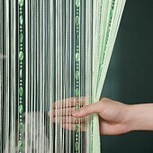 preiswerte Makrame- und Stringvorhänge-Stangentasche, bunte Strickschnur, Türvorhang, dichter Fransenvorhang, Fliegengitter, Fliegenvorhang, Raumteiler für Türfensterdekoration