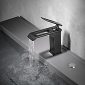 cheap Bathroom Sink Faucets-Bathroom Sink Faucet - Waterfall Electroplated / Painted Finishes Centerset Single Handle One HoleBath Taps