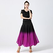 economico Abbigliamento da Pratica-Balli da sala Abbigliamento sportivo Gonne Con ruche Colore Puro A fantasia Per donna Addestramento Prestazioni Manica corta Alto Chiffon Poliestere