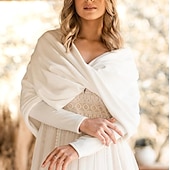 economico Stole da matrimonio-Wrap Bolero da Donna Wrap di Sposa Semplice Elegante Senza Maniche Scialli da Matrimonio in Velluto con Colore Puro per Festa Serale d&#039;Autunno e Inverno da Impressionare