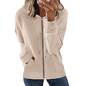 economico Felpe e Sweatshirt Texturizzati-Per donna Felpa con cappuccio e zip Maglione Abbigliamento sportivo Cerniera Tasca frontale Verde Blu Viola Liscio Sport Manica lunga S M L XL XXL
