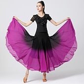 economico Abbigliamento da Pratica-Balli da sala Abbigliamento sportivo Gonne Con ruche Colore Puro A fantasia Per donna Addestramento Prestazioni Manica corta Alto Chiffon Poliestere