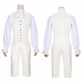economico Outfit-set con camicia gilet trench pantaloni parrucca coloniale 2*berretti per parrucca abito vittoriano da uomo alexander hamilto retro vintage rococò 17th secolo costume cosplay halloween masquerade