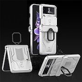 levne Pouzdra pro Samsung-telefon Carcasă Pro Samsung Galaxy Z Flip 4 Z Flip 3 Pro náročný provoz Držák na prsteny Magnetické Chránič objektivu fotoaparátu Jednobarevné PC