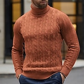 tanie sweter męski sweter-Męskie Sweter z golfem Sweter Sweter sweter Męski sweter z golfem Kable Robić na drutach Odzież Zima Czarny Brązowy M L XL