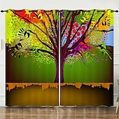 billiga Gardiner och draperier-mörkläggningsgardin draperier bondgård gardin 2 paneler svart för vardagsrum sovrum dörr kök balkong fönster behandlingar värmeisolerad