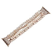 baratos Pulseiras de Apple Watch-Pulseira de joias Compatível com Pulseira Apple Watch 38mm 40mm 41mm 42mm 44mm 45mm 49mm Elástico Com Miçangas Luxo Contas pulseira de substituição para iwatch Ultra 2 Series 9 8 7 SE 6 5 4 3 2 1