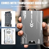 cheap Card Holders &amp; Cases-Wallet For Men - Slim Aluminum Metal Money Clip with 1 Clear window ID Badge Holder, RFID Blocking, Holds up 15 Cards with Cash Clip. Ultra-Thin Minimalist Wallet