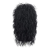 abordables Pelucas históricas-Peluca de rockero metal de los años 70 80 peluca larga rizada negra de hombre para fiesta disfraz anime pelucas de Halloween