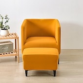 billiga Fåtöljskydd och armlöst stoltäckning-stretch fyrkantiga badkar stol vinröd slipcover sofföverdrag möbelskydd hög stretch 1 stycke soffa stolsöverdrag för vardagsrum slitstarkt spandex tyg icke glidtvättbar