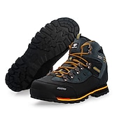 abordables Botas de montaña-Botas de senderismo impermeables para hombre con cordones rojos: calzado de exterior duradero para terrenos difíciles