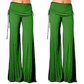 cheap Yoga Pants &amp; Bloomers-Women's Wide Leg Yoga Pants Smocked Waist Pants High Waist Dancewear Bottoms Quick Dry Violet White Black Yoga Pilates Dance Sports Activewear Micro-elastic Loose Athletic Casual Athleisure