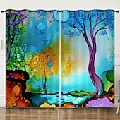 billiga Gardiner och draperier-mörkläggningsgardin draperier bondgård gardin 2 paneler svart för vardagsrum sovrum dörr kök balkong fönster behandlingar värmeisolerad