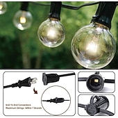 cheap Plug String Lights-Globe String Lights 15m/50FT 50LEDs G40 Outdoor Hanging Globe Patio Lights with 50 Clear Bulbs(2 Spare) UL Listed Connectable Backyard Lights for Indoor Outdoor Decor 50 Hanging Sockets E12 Base 5W Bulb Black