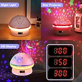 billige Lysende leker-timer rotasjon stjerne nattlys projektor blinklys, bursdagsgaver til barn, 16 fargerik projektorlys dimbar led nattbordslampe, barnerom dekor for gave til gutt&amp;amp;jenter